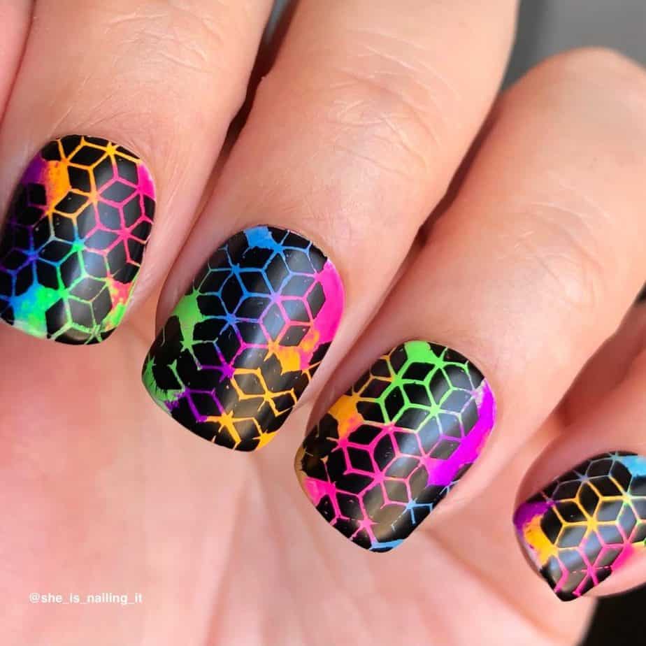 black and neon nail designs